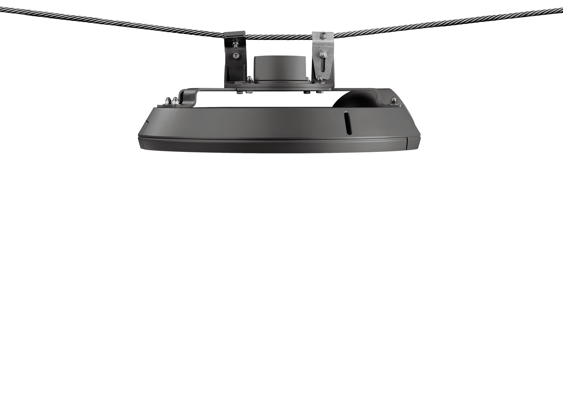 Catenary-mounted luminaire. 

IP66.  Class I.  IK07.  Marine-grade, die-cast aluminum alloy.  5CE superior corrosion protection including PCS hardware.  Silicone CCG® Controlled Compression Gasket.  Non-reflecting safety glass lens hinged.  Cable inclination angle:  Maximum 10°.  Supplied with 3 ft of cable.  CAD-optimized optics for superior illumination and glare control.  Integral driver in thermally separated compartment.  OLC® One LED Concept.  Factory-installed LED circuit board.  0-10V Dimming comes standard with luminaire.  Luminaire is factory-sealed and does not need to be opened during installation. 

Rotatable 25°, tiltable 10° on the cable.  

Specify product with 7 Digit product code – Finish Color.  Accessories, such as mounting, optical, and electrical, must be specified separately.  
Example: XXX-XXXX-9004 (Black) 
+ XXX-XXXX (Accessory 1)