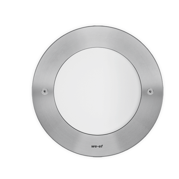 IP69. IK10+. Stainless steel construction including PCS hardware. Safety glass lens with opal diffuser, max. load 5 tonnes. Luminaire can be driven over at low speed. Silicone rubber gasket. Complete with cable gland and 0.5 m of flexible PVC-free cable.
Integral EC electronic converter. Advanced thermal management protects LEDs while optimising lumens output. Removable LED boards for upgrading.
Luminaire installation blockout and sealable junction box included in supply.