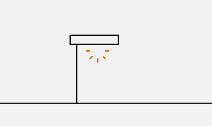 Icon showing a street luminaire with light beams emitting from the luminaire head, representing WE-EF’s supply and configuration of luminaires and the Eco Step Dim® Motion system for smart lighting projects.