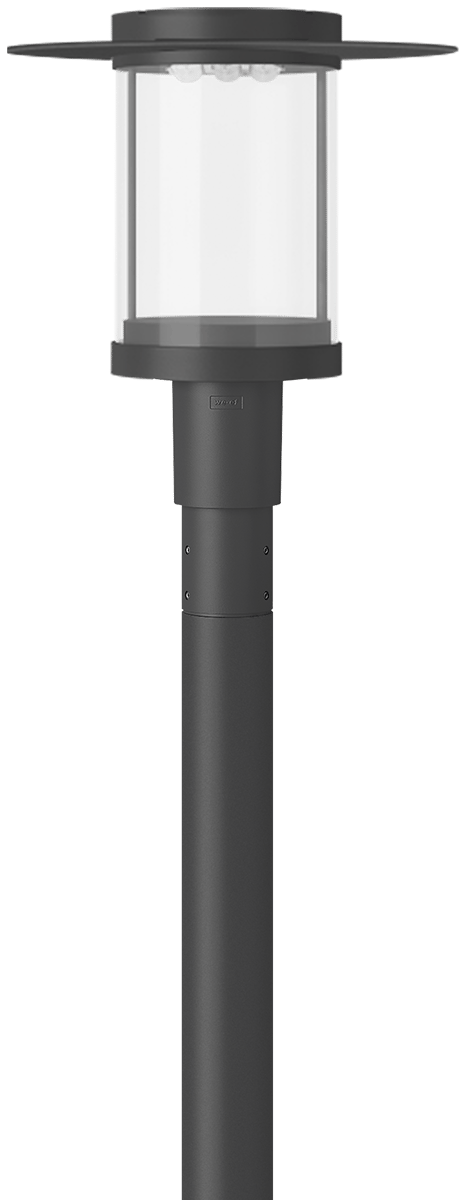 IP66. Classe I. IK08. Corps en fonte d'aluminium. Visserie inox avec traitement PCS. Protection contre la corrosion 5CE. Joint silicone CCG® (compression contrôlée). Vasque autonettoyante sablée en PMMA. Modules à LED interchangeables individuellement. Lentille LED avec technologie OLC®  (mono optique multidirectionnelle) pour la maitrise du flux et de l'uniformité de l'éclairage.

Version en 2200K disponible. À préciser lors de la demande de devis.

Version avec éclairage de secours disponible sur demande.

Lanterne livrée pré-câblée pour un branchement facile en pied de mât.
Hauteur de mât recommandée selon la puissance: 3 à 6m. Luminaire livré en standard avec alimentation.

ULR = 0%. Code de flux CIE n°3. Ce luminaire respecte l’Arrêté TREP 1831126A.